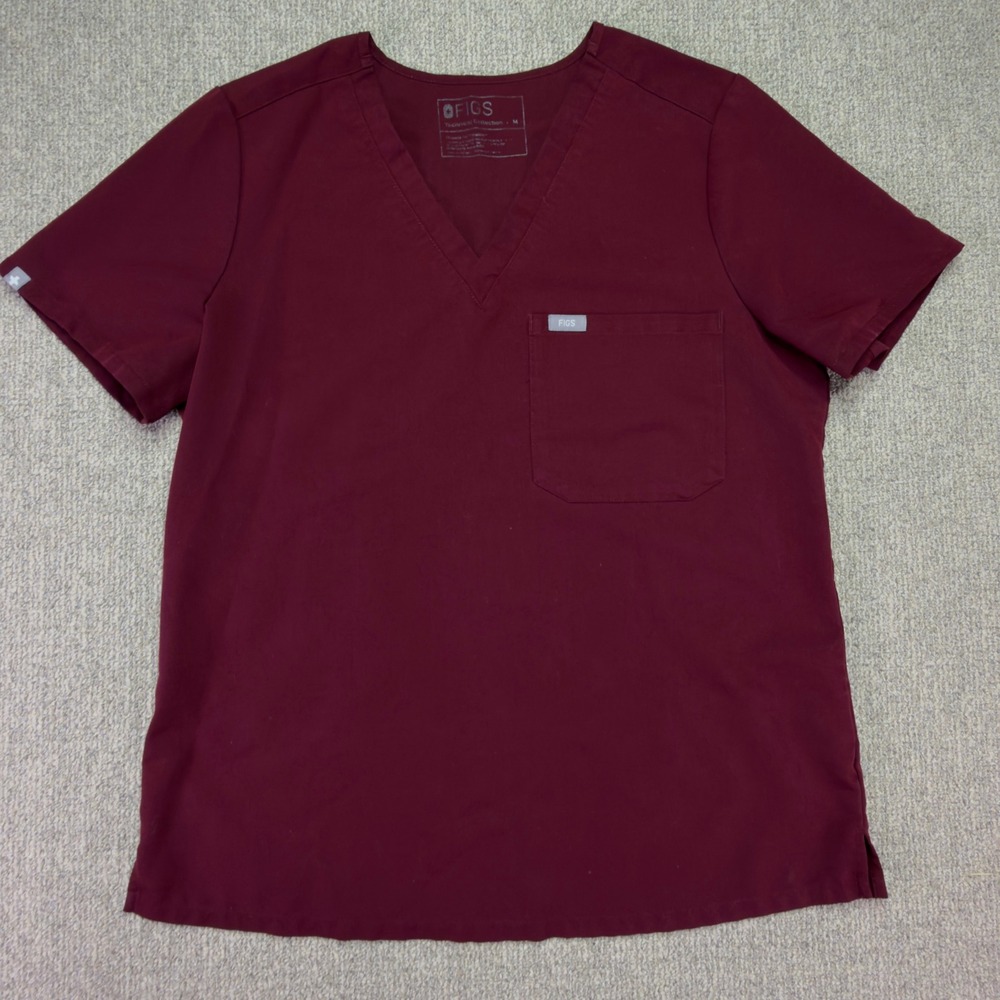 FIGS Technical Collection Catarina Scrub Top Burgundy Maroon Medium FW1000 Women